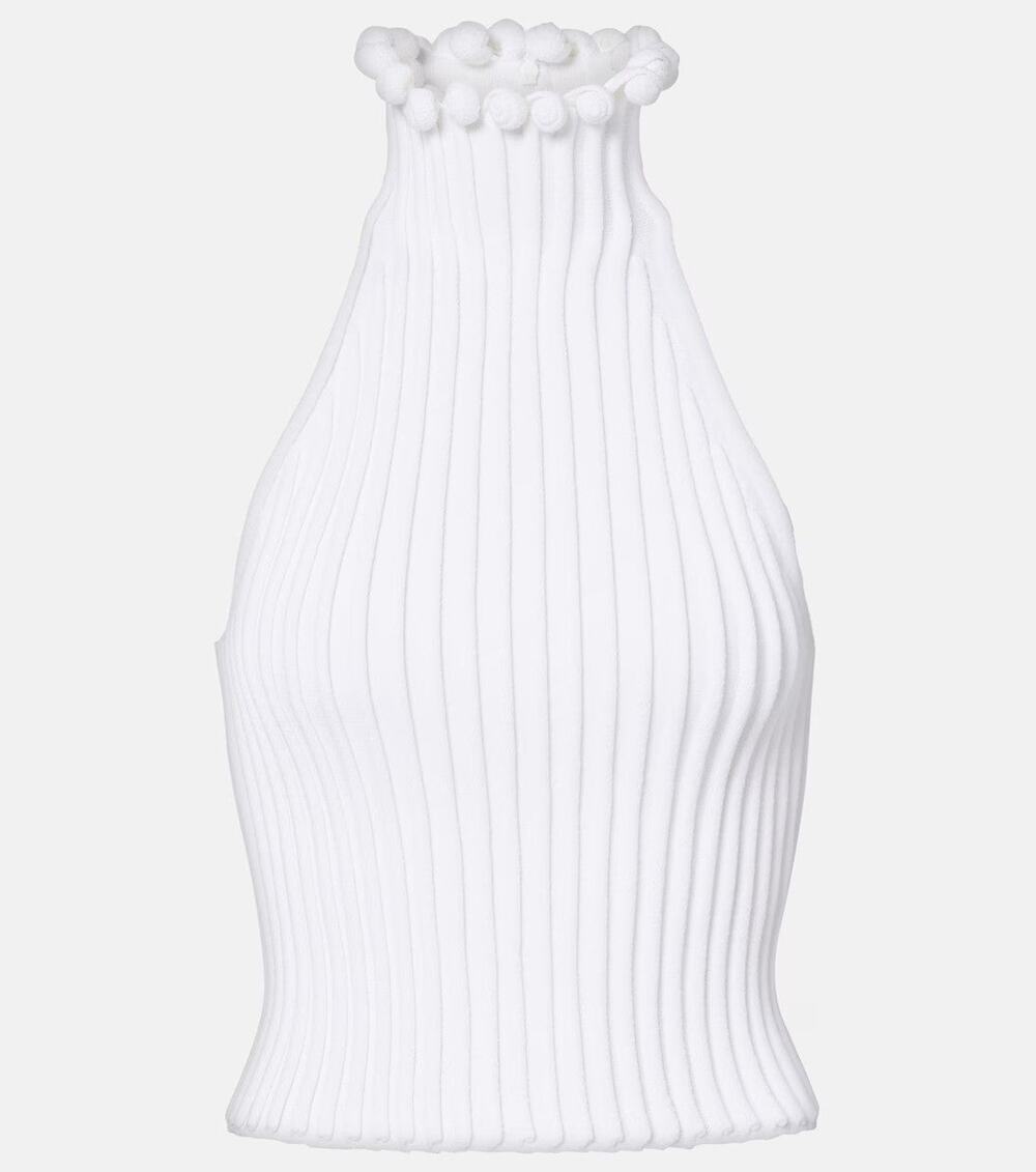 Alaïa Rib-Knit Halter Cropped Top - 4